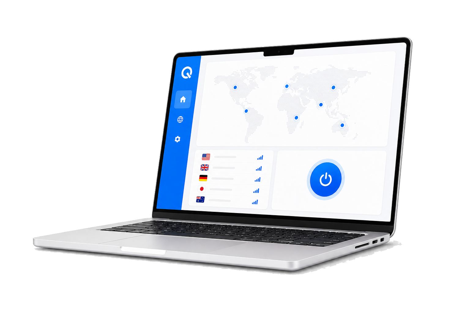 顯示 QuickQ VPN 用戶端的 macOS 筆記型電腦